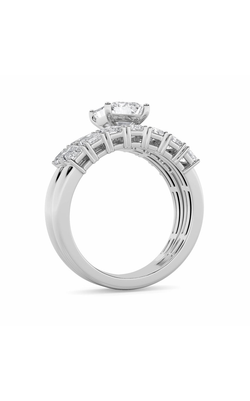 3.5Cttw Radiant Shaped Lab Grown Diamond (G/VS) Bridal Set with Matching Band and  Ring in 14K Gold