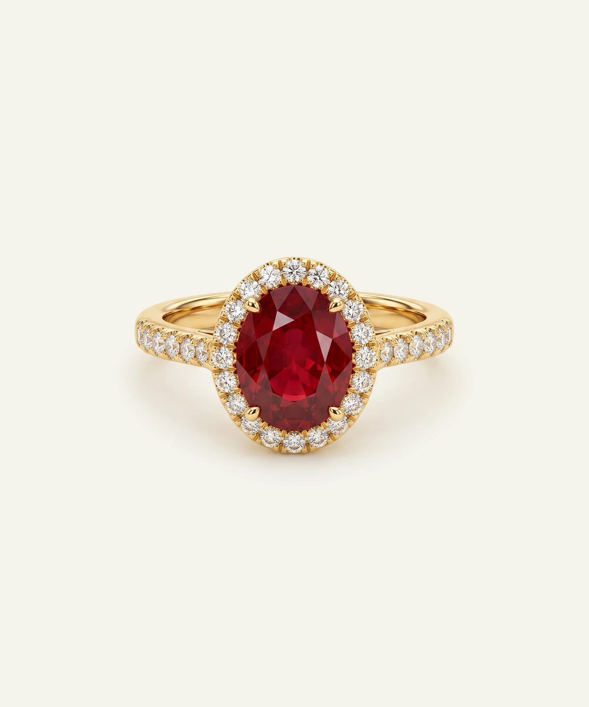 Aanika V® ruby & diamond halo ring at Valliani Jewelers
