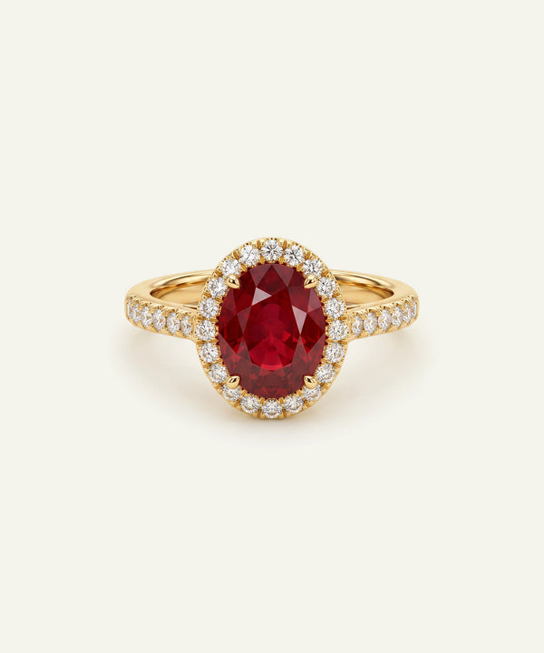 Aanika V. Lab Created Ruby & Diamond Halo Ring - 4.50 Ct. T.W.
