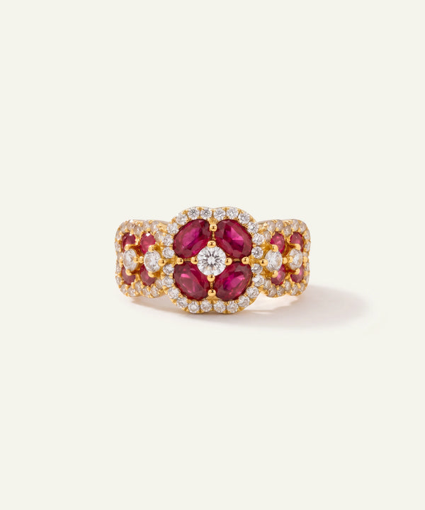 Aanika V. Ruby & Diamond Cluster Ring - 2.1 Ct. T.W.