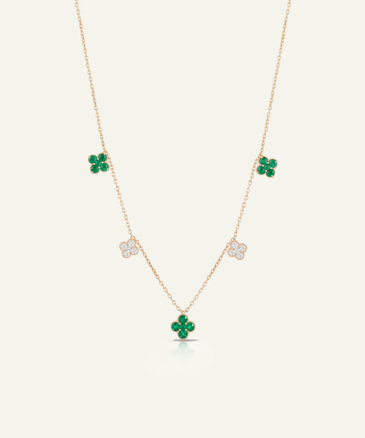 Aanika V. Emerald & Diamond Floral Station Necklace - 1.04 Ct. T.W.