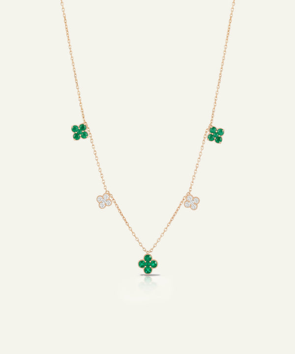 Aanika V. Emerald & Diamond Floral Station Necklace - 1.04 Ct. T.W.