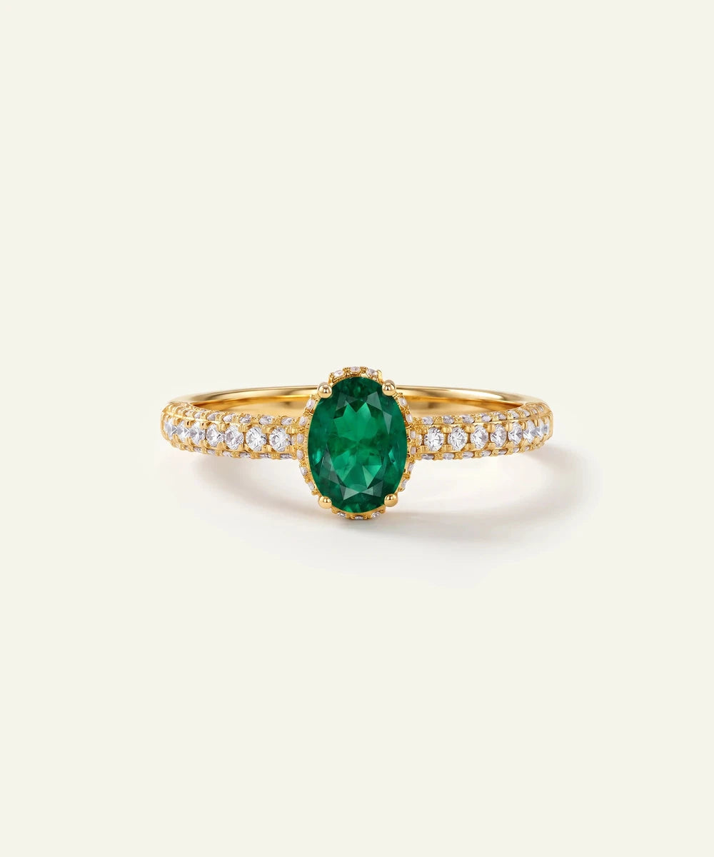 Aanika VÂ® emerald & diamond oval ring at Valliani Jewelers