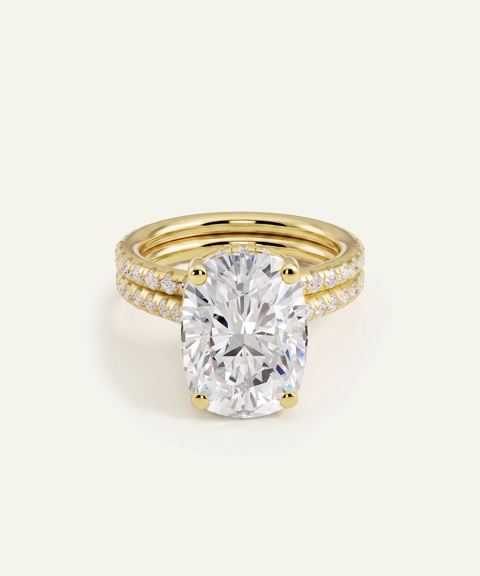Ovani® Lab-grown Diamond Cushion Hidden Halo Bridal Set