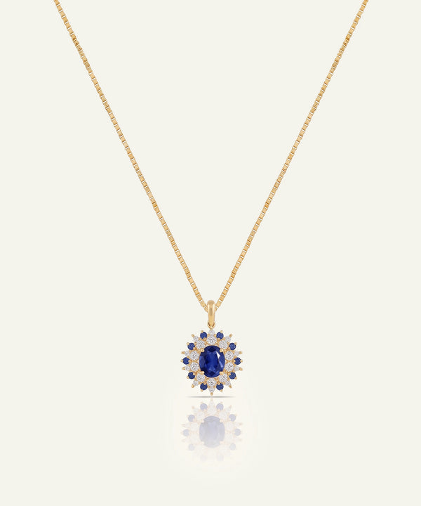 Aanika V. Sapphire & Diamond Cluster Halo Pendant - 3.6 Ct. T.W.