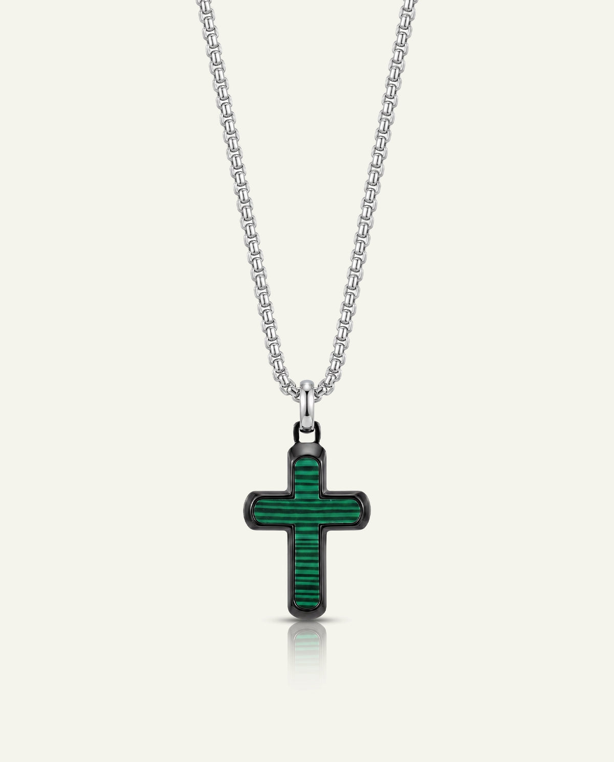 Link N Lock® Men's Synthetic Malachite Cross Pendant
