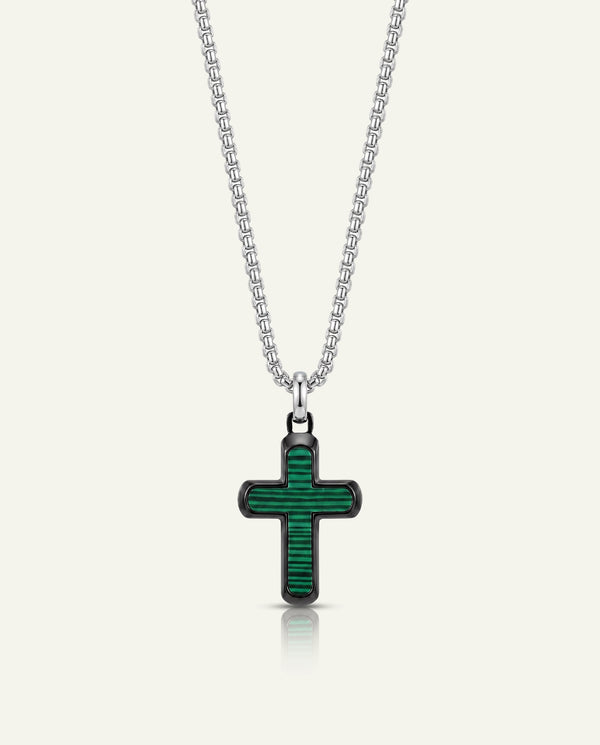 Link N Lock® Synthetic Malachite Cross Pendant