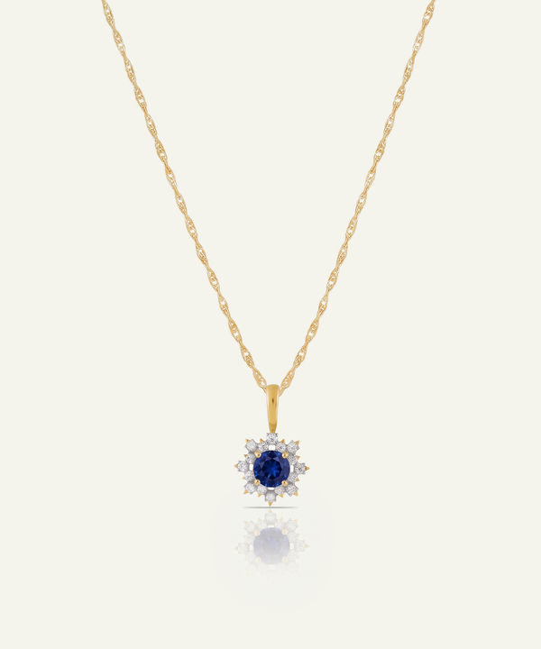 Aanika V. Sapphire & Diamond Round Flower Pendant - 1.10 Ct. T.W.