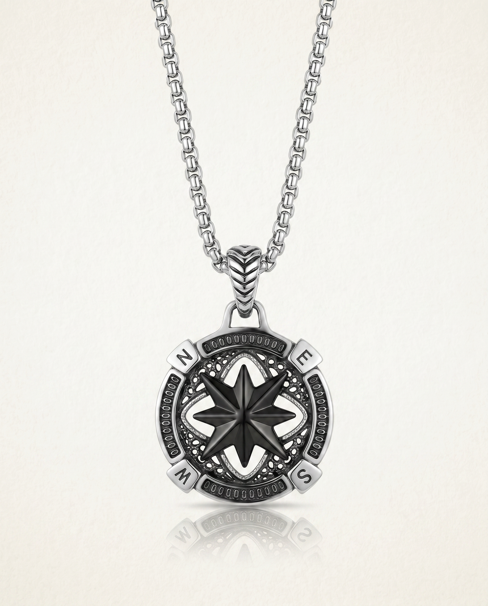 Link N Lock® Black Oxidized Compass Pendant
