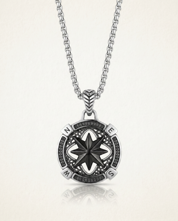 Link N Lock® Black Oxidized Compass Pendant