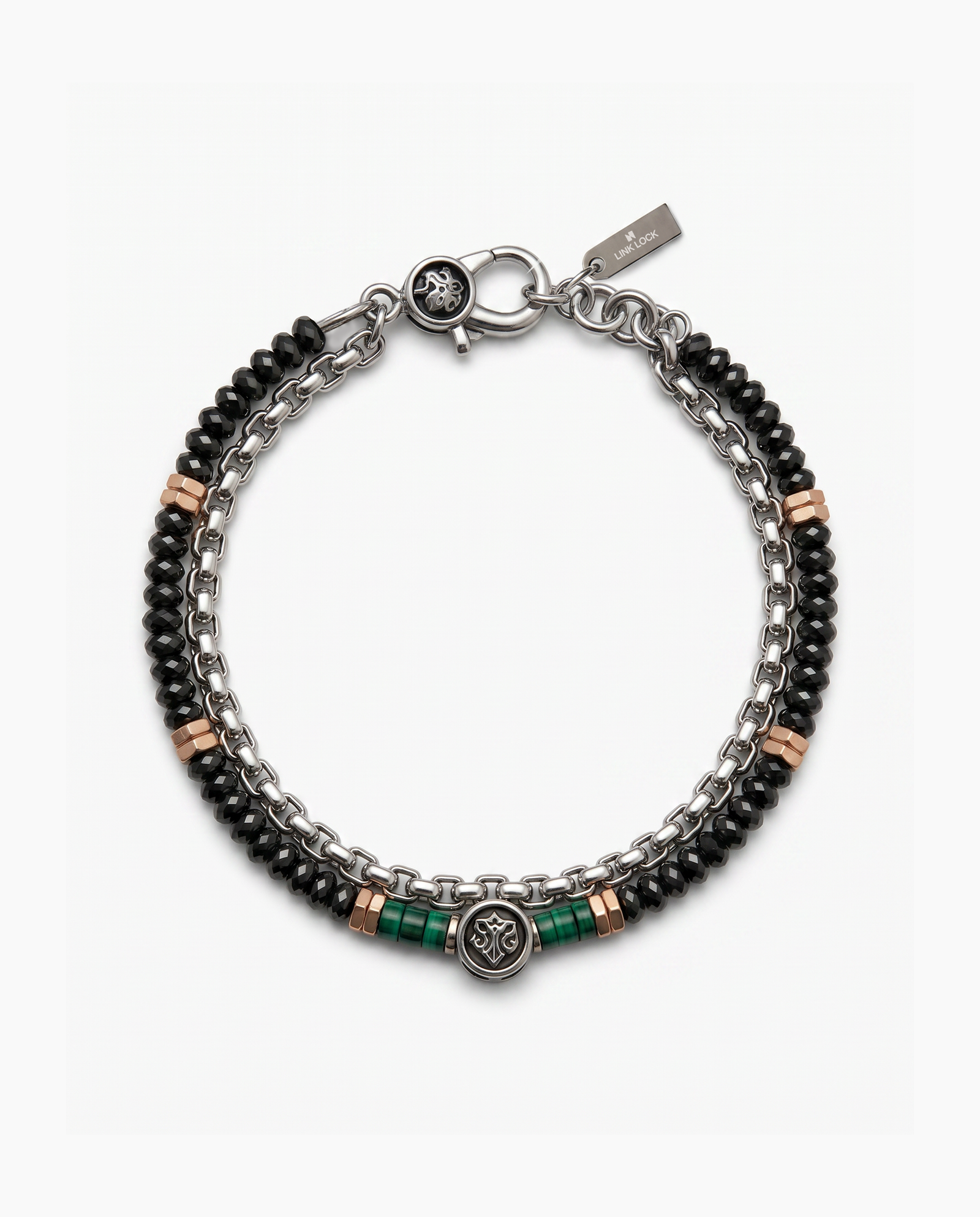 Link N Lock® Malachite & Hematite Beaded Bracelet