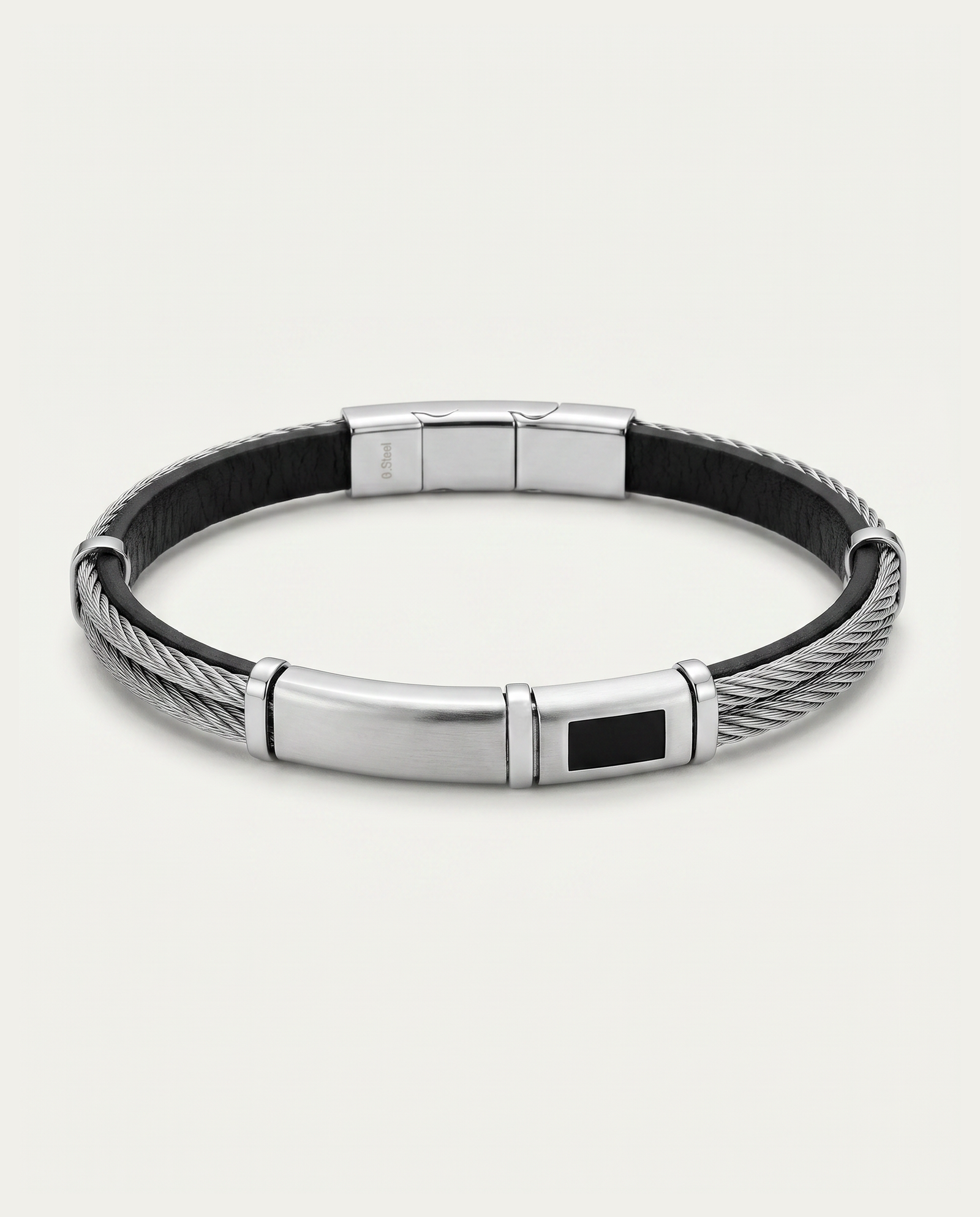 Link N Lock® Black Leather ID Bracelet