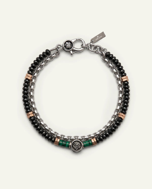 Link N Lock® Synthetic Malachite & Hematite Beaded Bracelet
