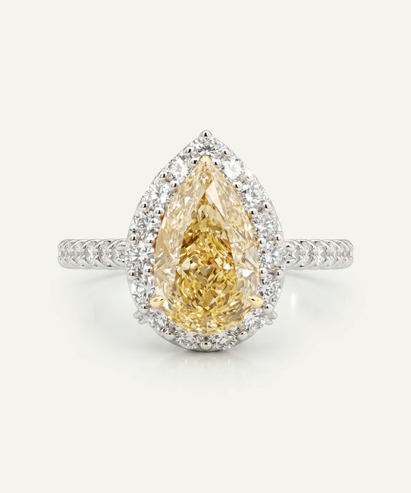 Ovani® Lab-grown Yellow Diamond Pear Halo Engagement Ring - 6.8 Ct. T.W.
