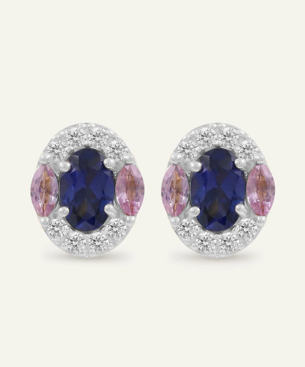 Love Spell® Sapphire & Lab-Grown Diamond Oval Halo Earrings