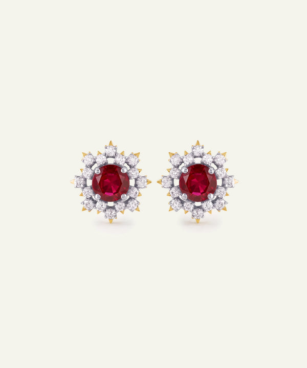 Aanika V. Ruby & Diamond Floral Cluster Studs - 2.50 Ct. T.W.