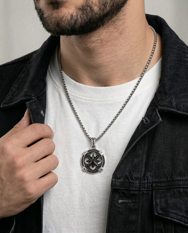 Link N Lock® Black Oxidized Compass Pendant