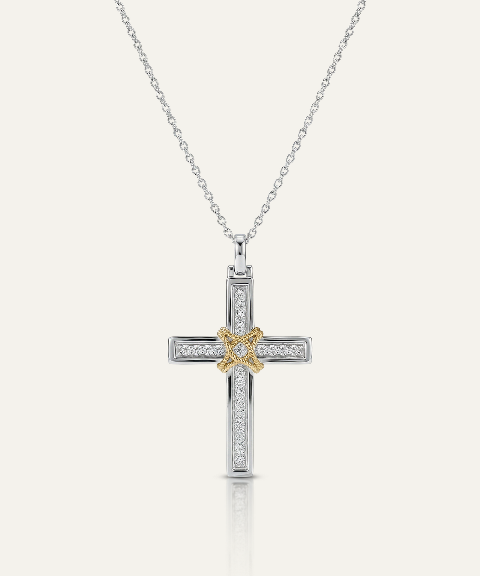 Link N Lock® Silver Lab-grown Diamond Cross Pendant