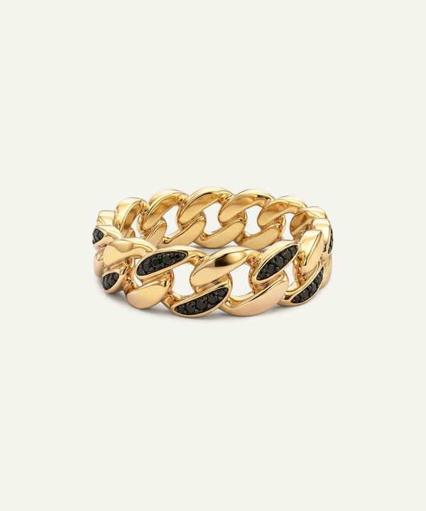 Link N Lock® Black Treated Diamond Cuban Men's Ring - 0.2 Ct. T.W.