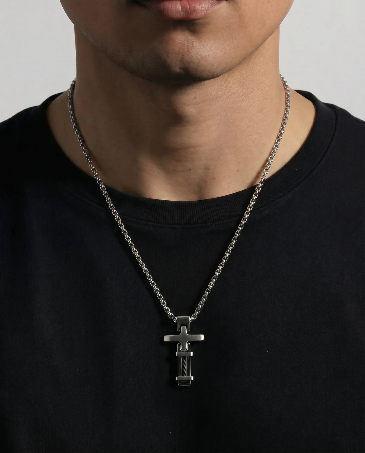 Men's cable cross pendant by Link N Lock®