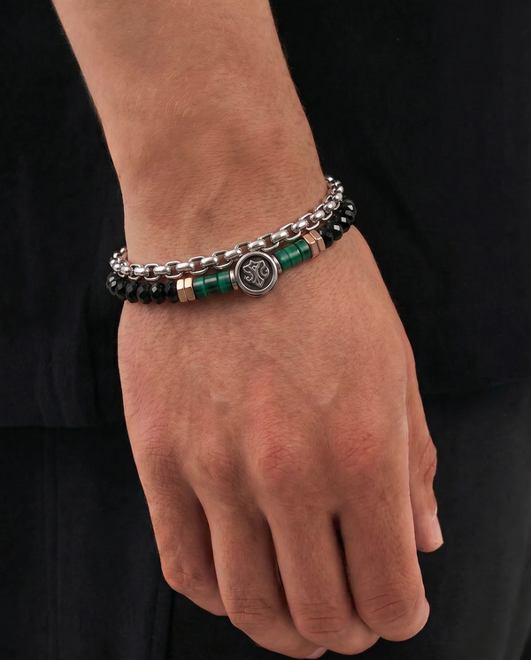 Link N Lock® Malachite & Hematite Beaded Bracelet