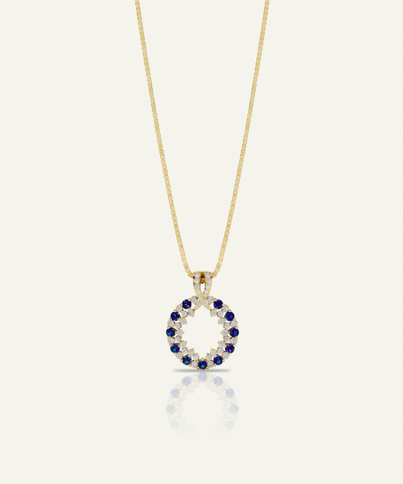 Aanika V. Sapphire & Diamond Round Circle Pendant