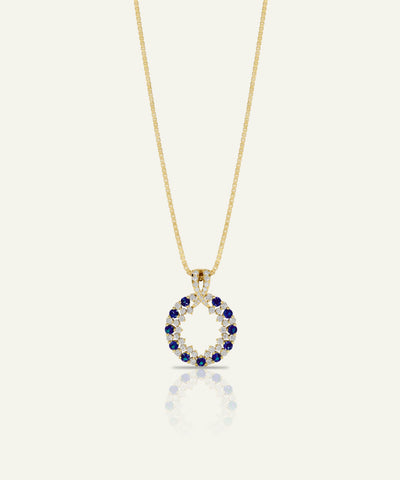 Aanika V. Sapphire & Diamond Round Circle Pendant
