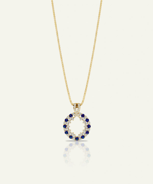 Aanika V. Sapphire & Diamond Round Circle Pendant