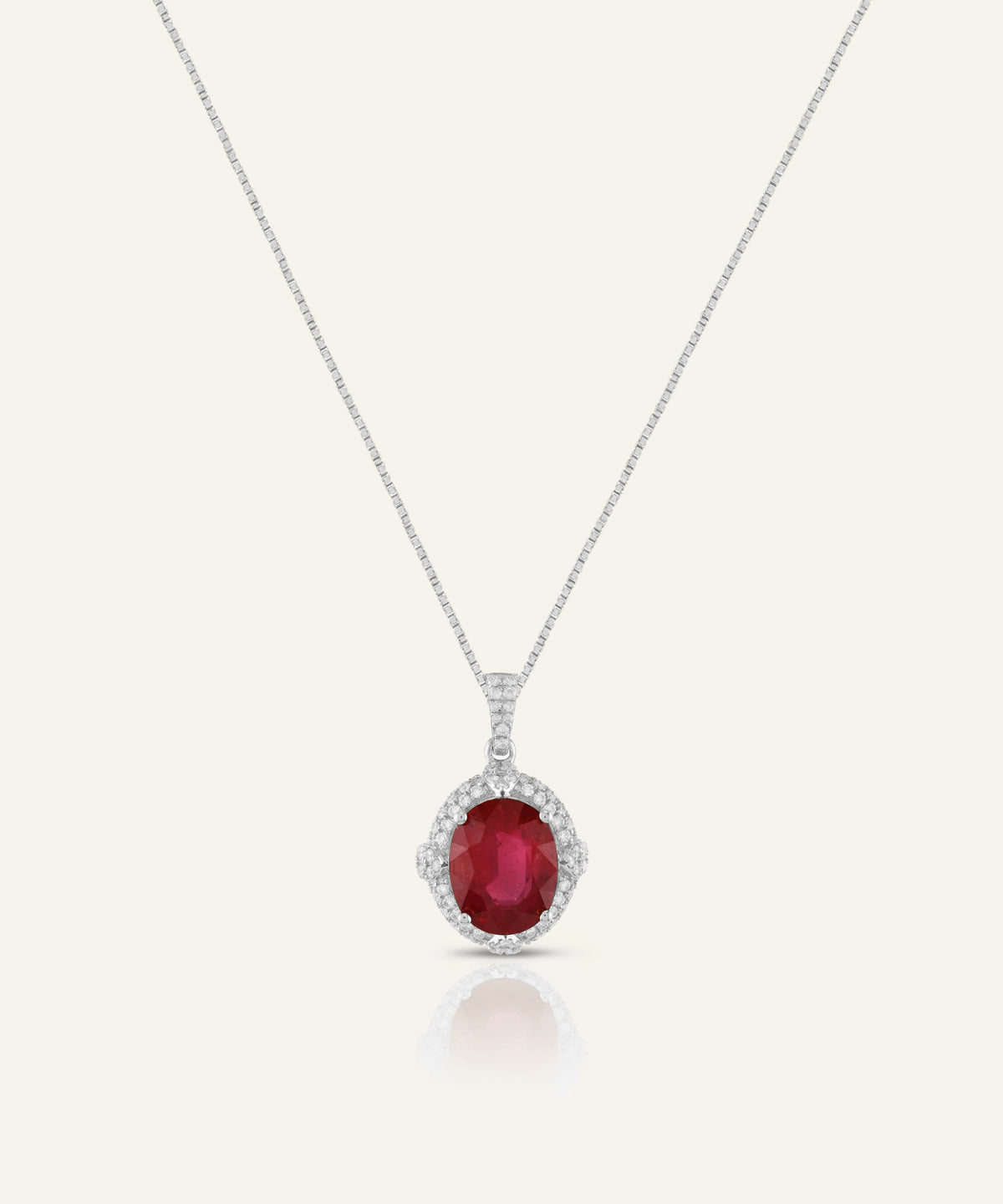 Aanika V® ruby & diamond oval halo pendant - alternate product view