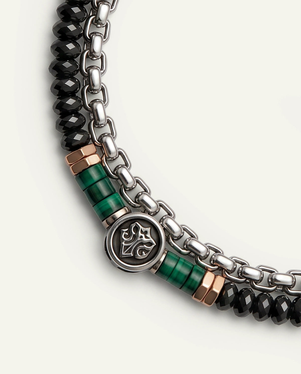 Link N Lock® Men's Synthetic Malachite & Hematite Beaded Bracelet