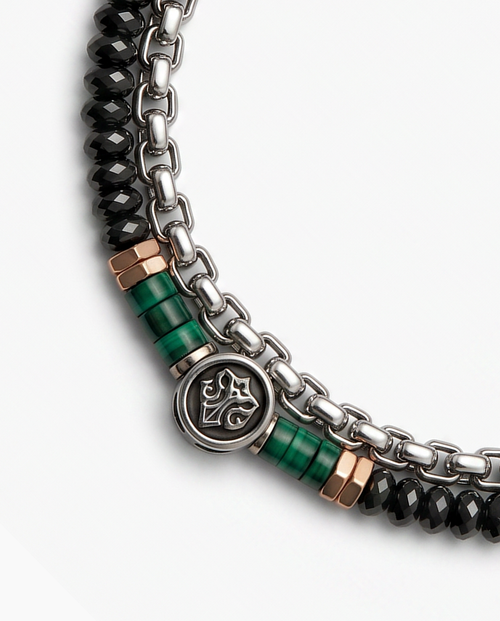 Link N Lock® Malachite & Hematite Beaded Bracelet