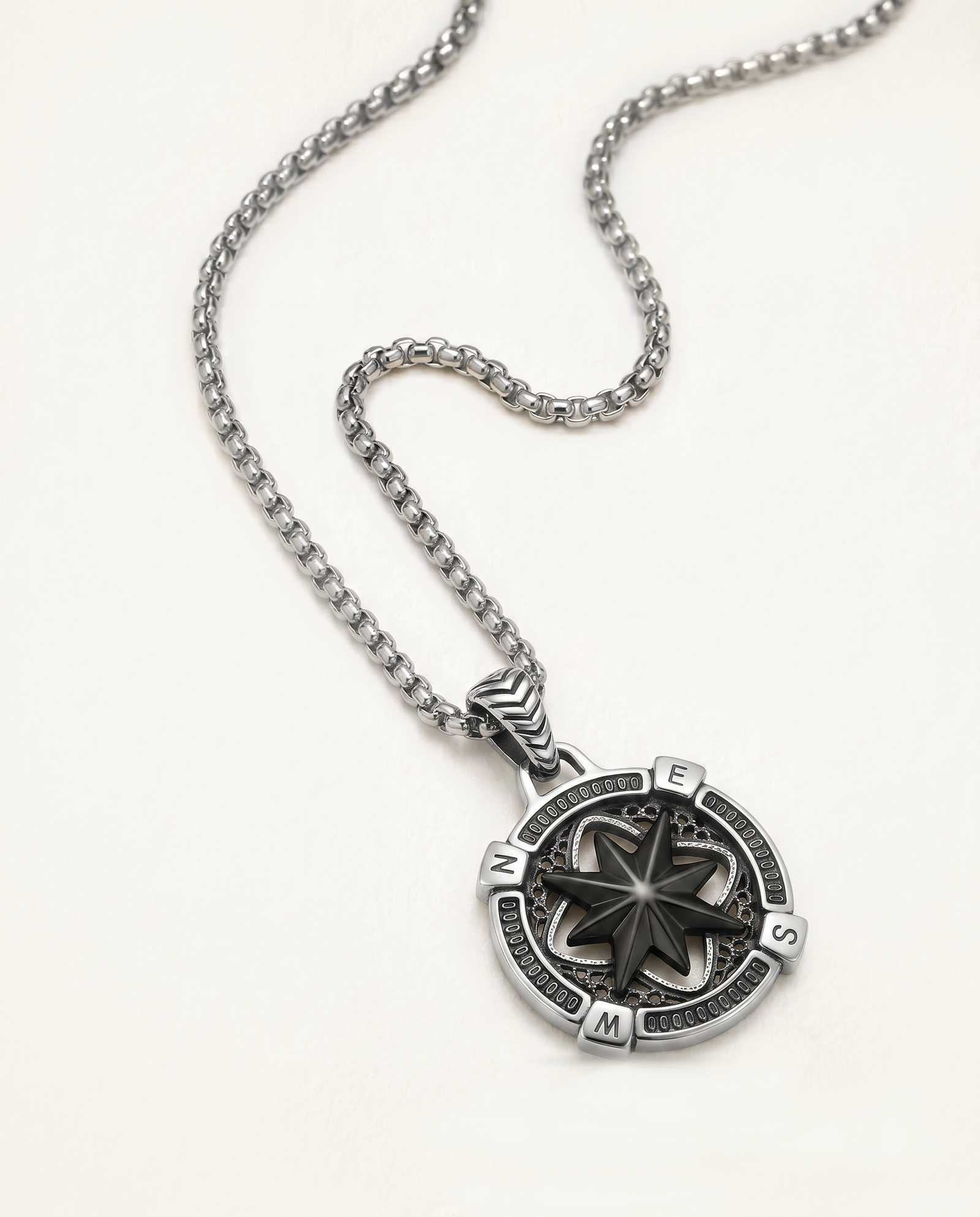 Link N Lock® Black Oxidized Compass Pendant