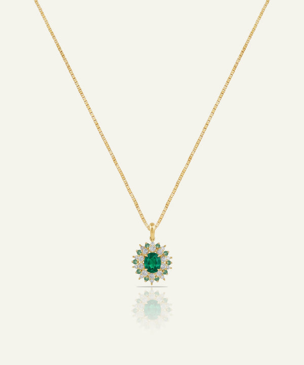 Aanika V. Round Emerald Diamond Halo Pendant - 2.00 Ct. T.W.