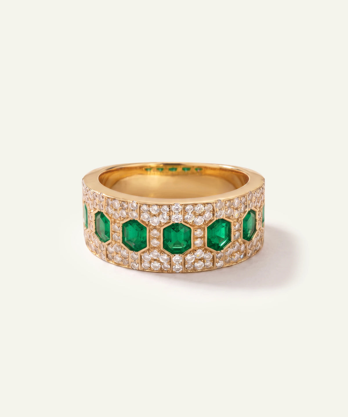 Aanika V® emerald & diamond band at Valliani Jewelers