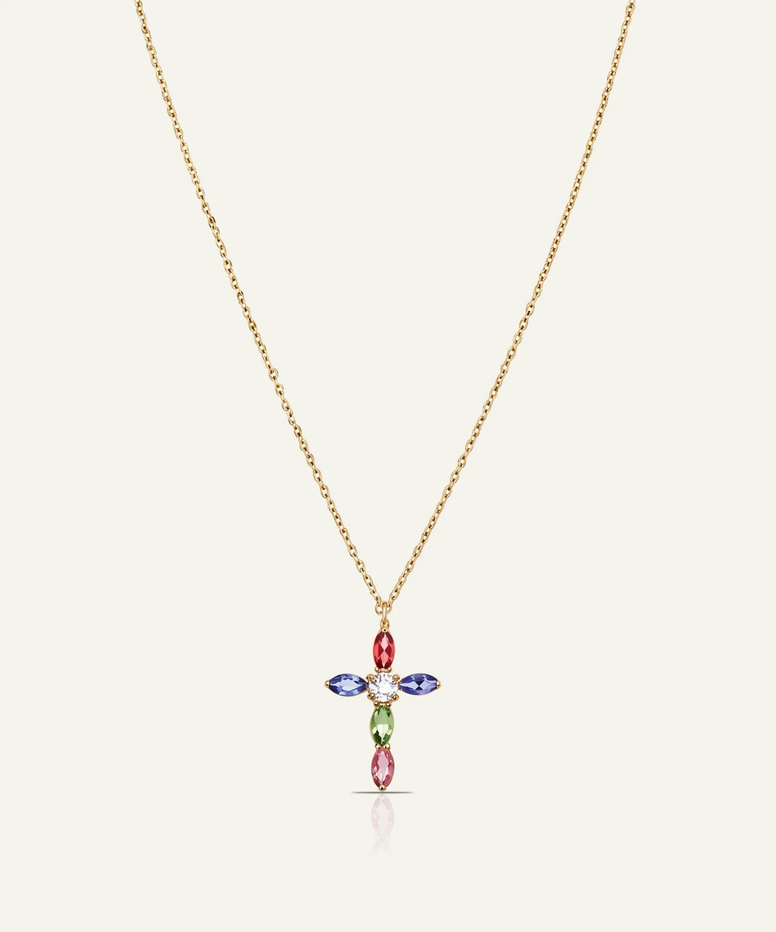 Love Spell® Lab-grown Diamond & Multicolor Stones Cross Necklace