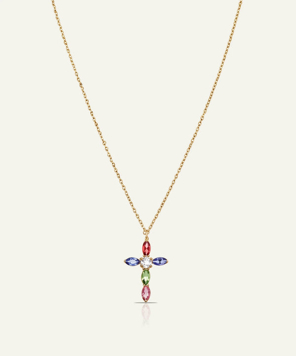 Love Spell® Lab-grown Diamond & Multicolor Stones Cross Necklace