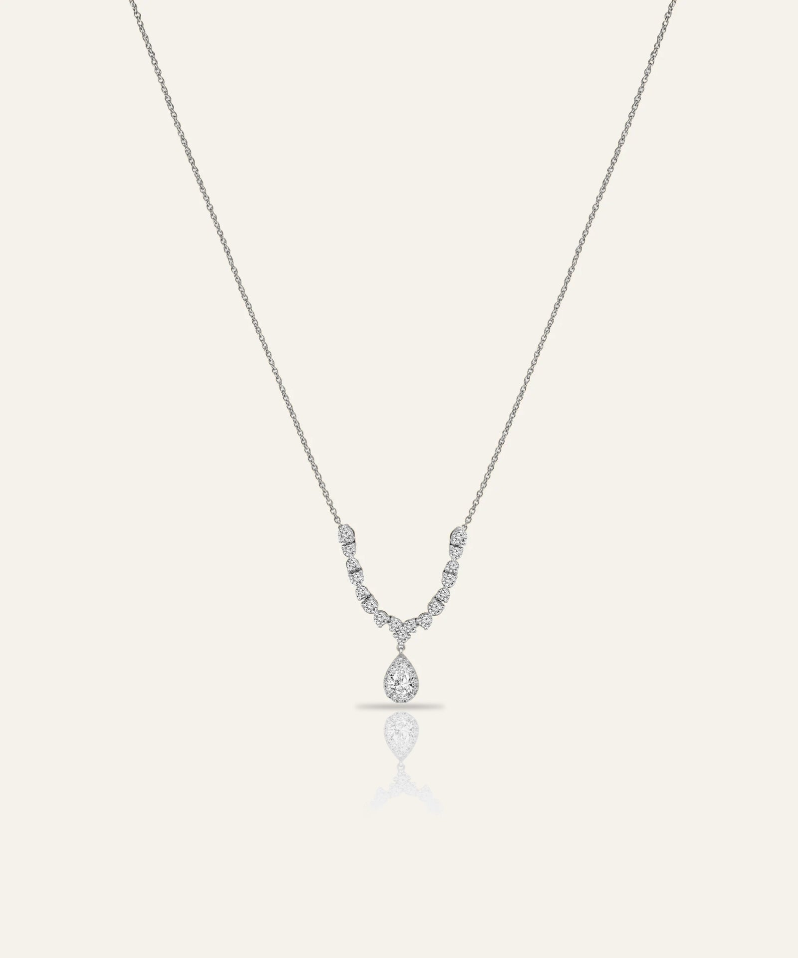 Diamond necklace on a white background