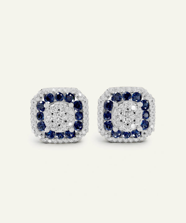 Aanika V. Sapphire & Diamond Round Halo Studs