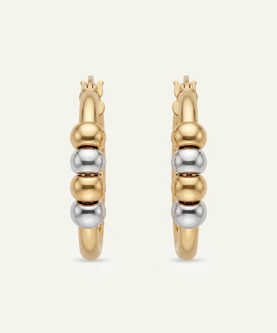 Oroventi 14K Two-Tone Gold Two-Tone Bead Hoop Earrings at Valliani Jewelers
