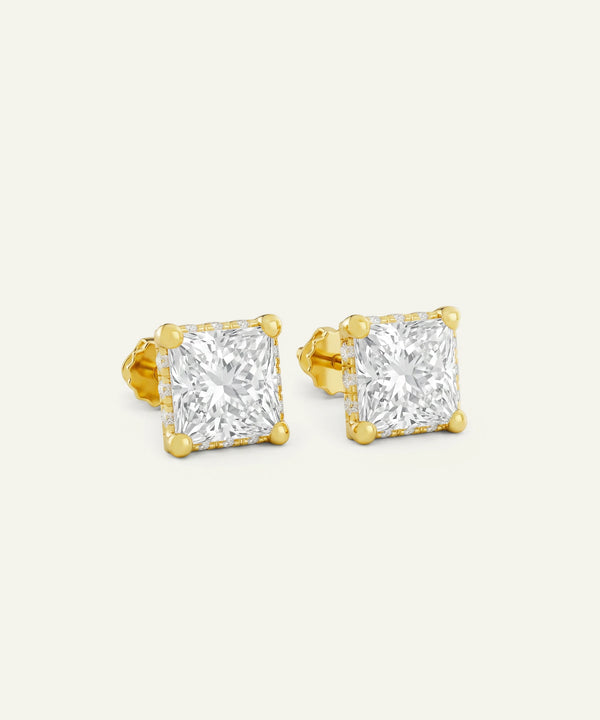 Ovani® Lab-grown Diamond Princess Hidden Halo Studs