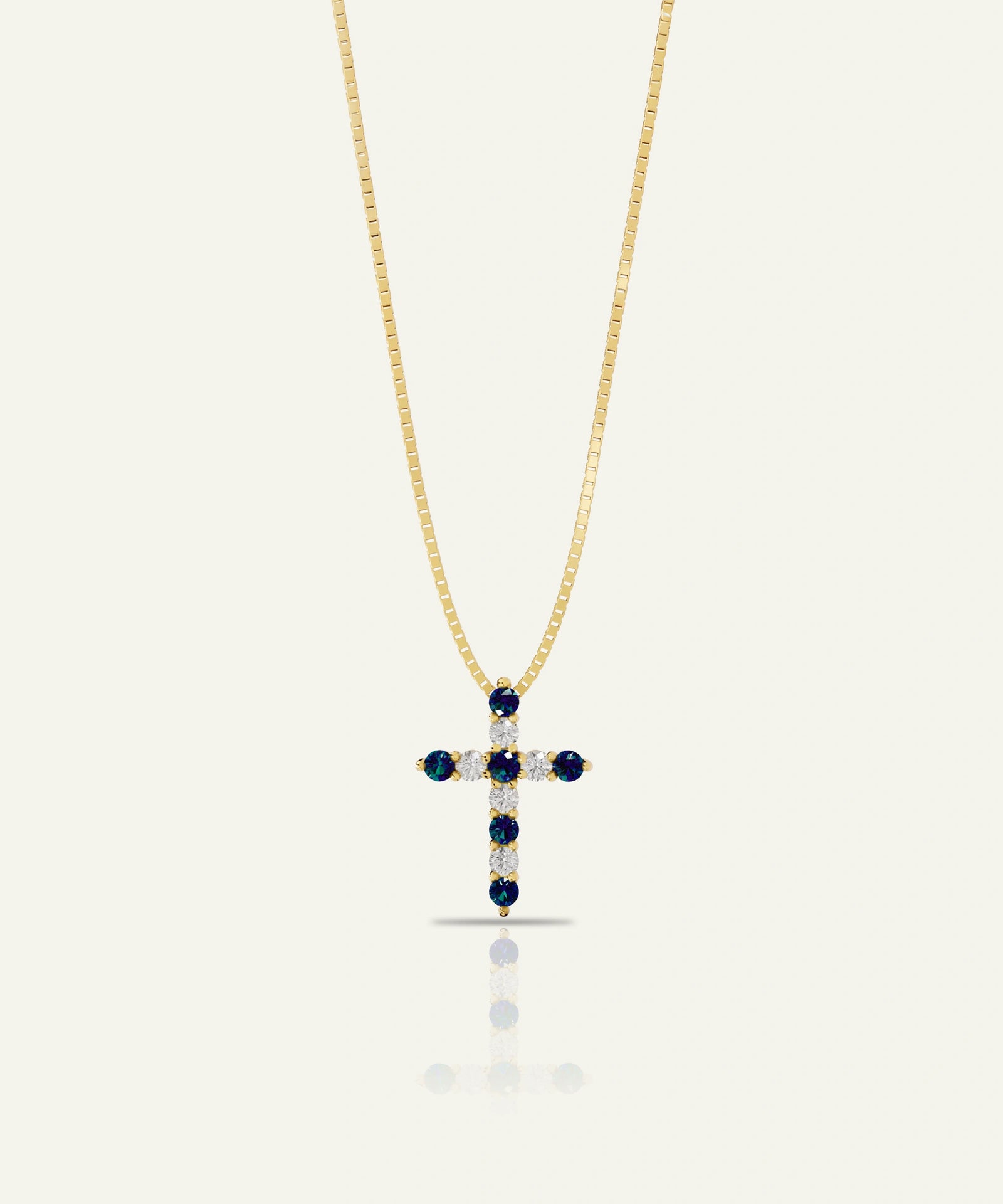 Aanika V. Sapphire & Diamond Round Cross Pendant