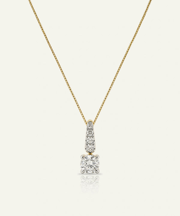 Diamond necklace on a white background