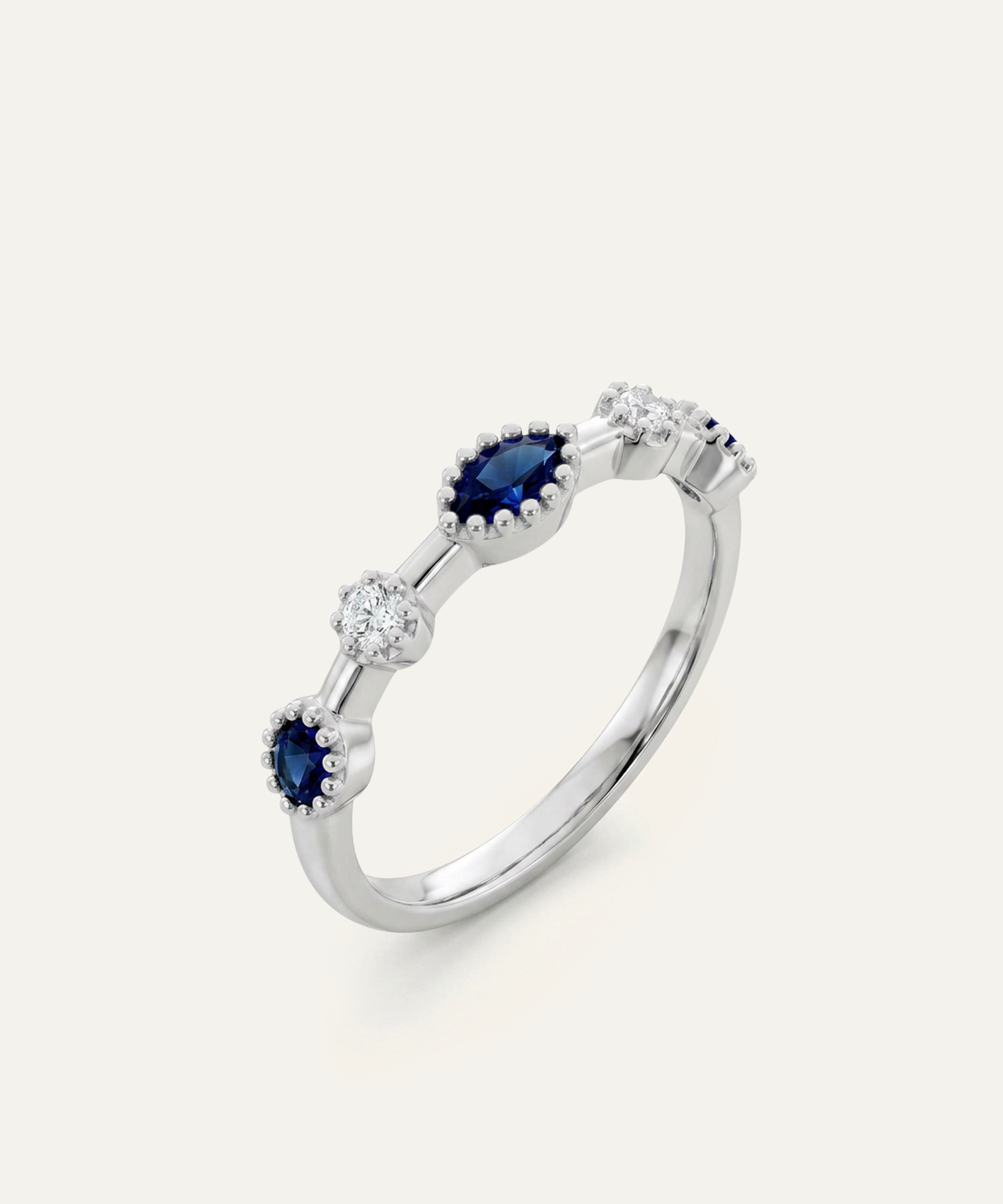 Aanika V. Sapphire & Diamond Marquise Band