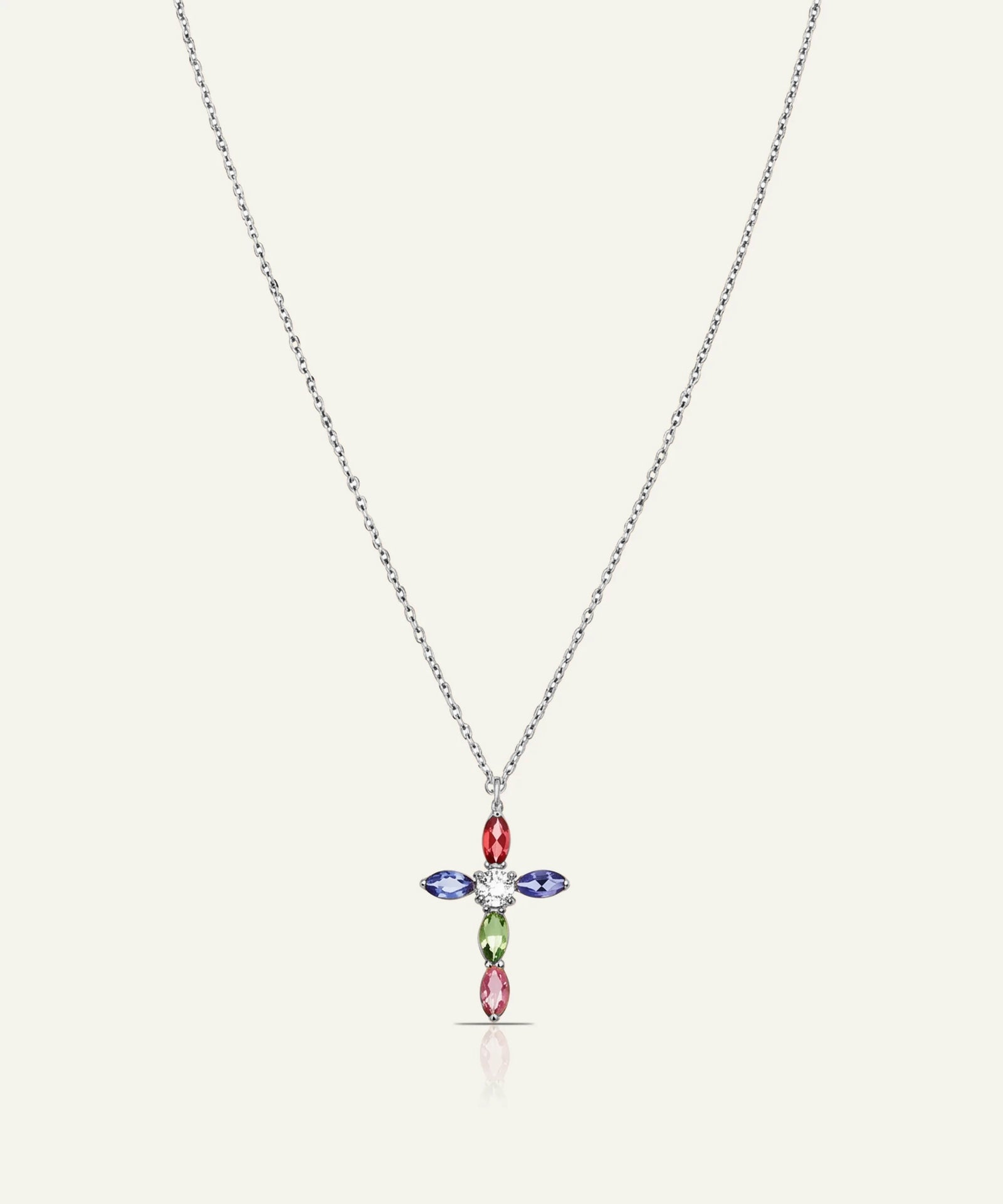 Love Spell® Lab-grown Diamond & Multicolor Stones Cross Necklace
