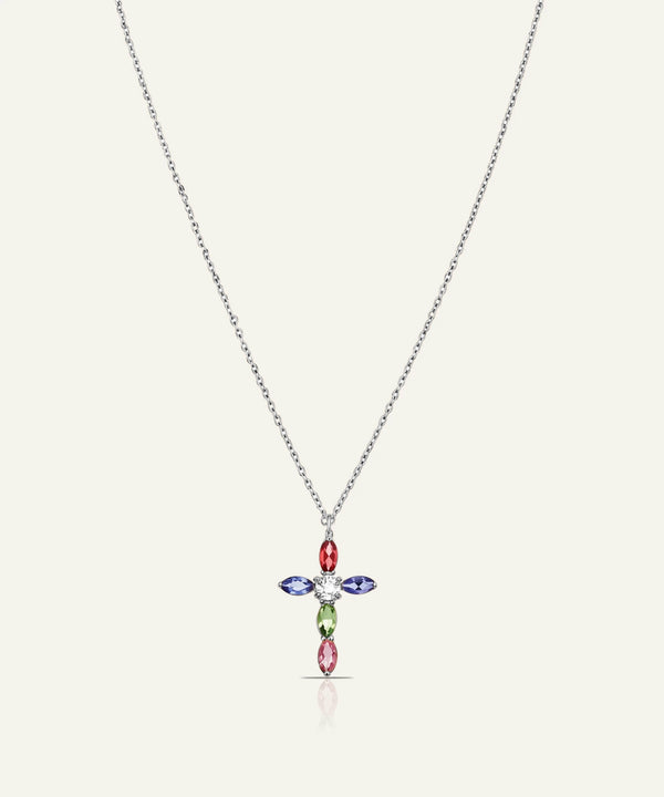 Love Spell® Lab-grown Diamond & Multicolor Stones Cross Necklace