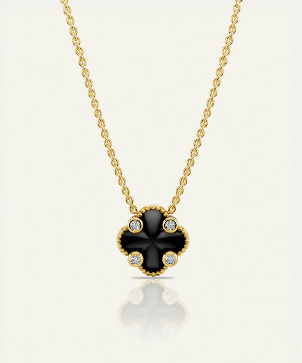 Bella by Ovani® Diamond Black Mop Flower Necklace
