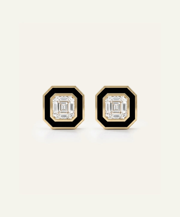 Link N Lock® Asscher Cut Diamond Studs Earrings