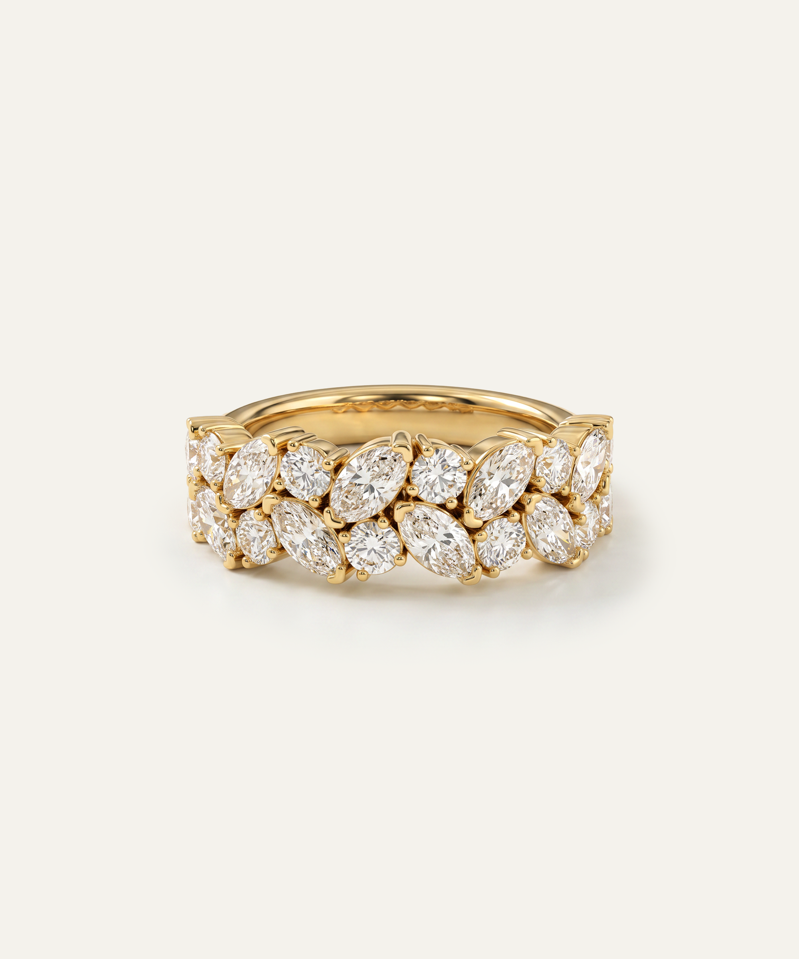 Ovani® Lab-grown Diamond 2-Row Marquise Band