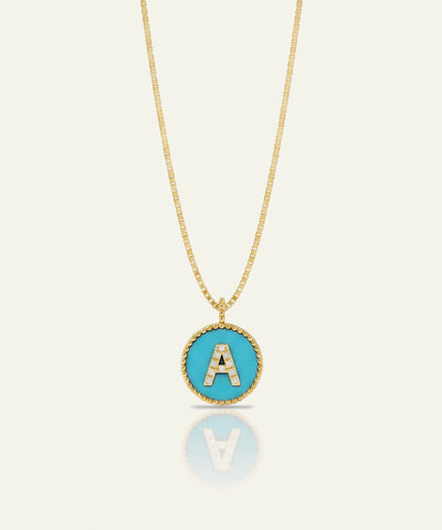 Bella by Ovani® Diamond & Blue Turquoise Letter A Initial Pendant