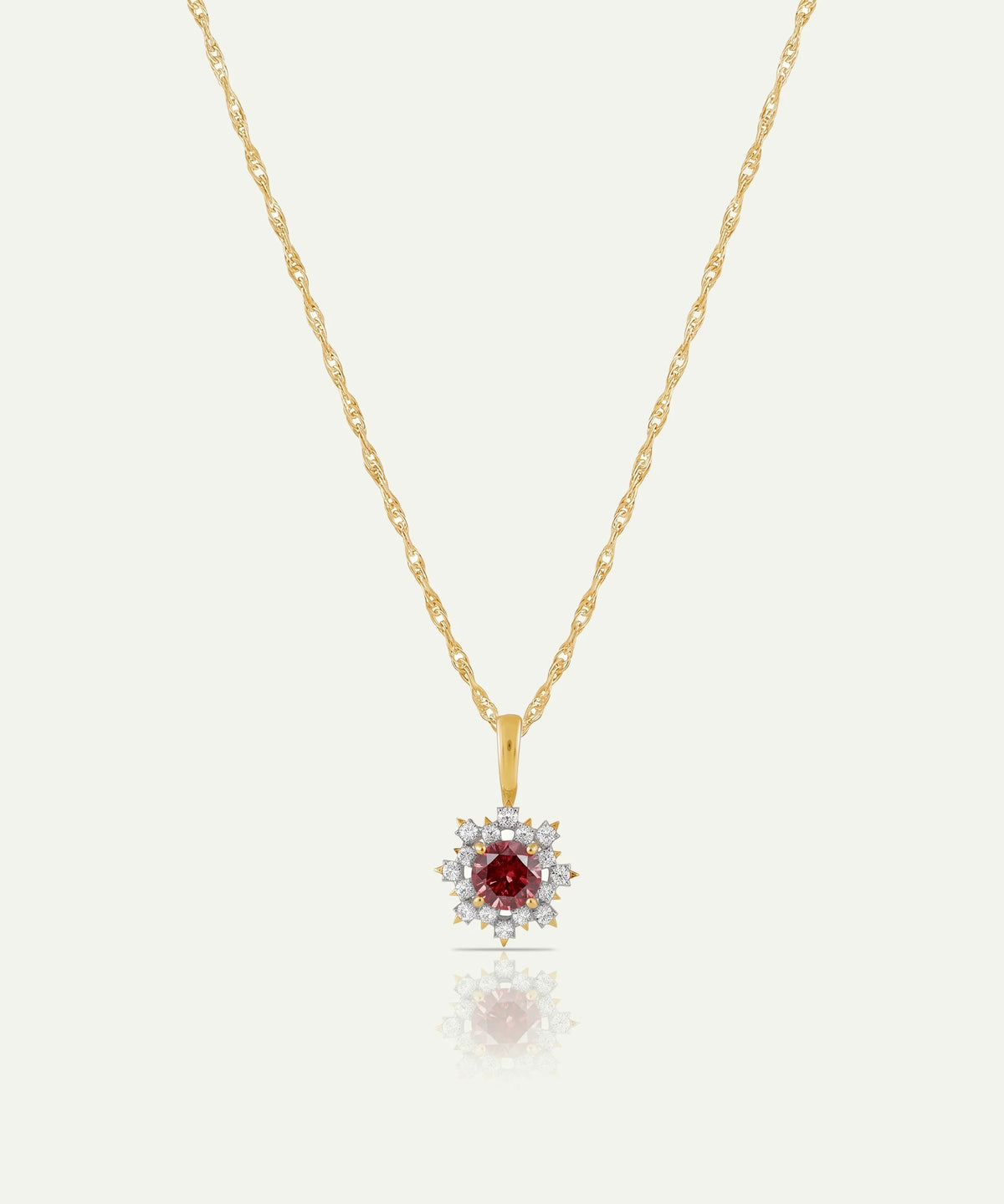 Aanika V® ruby & diamond round floral pendant at Valliani Jewelers